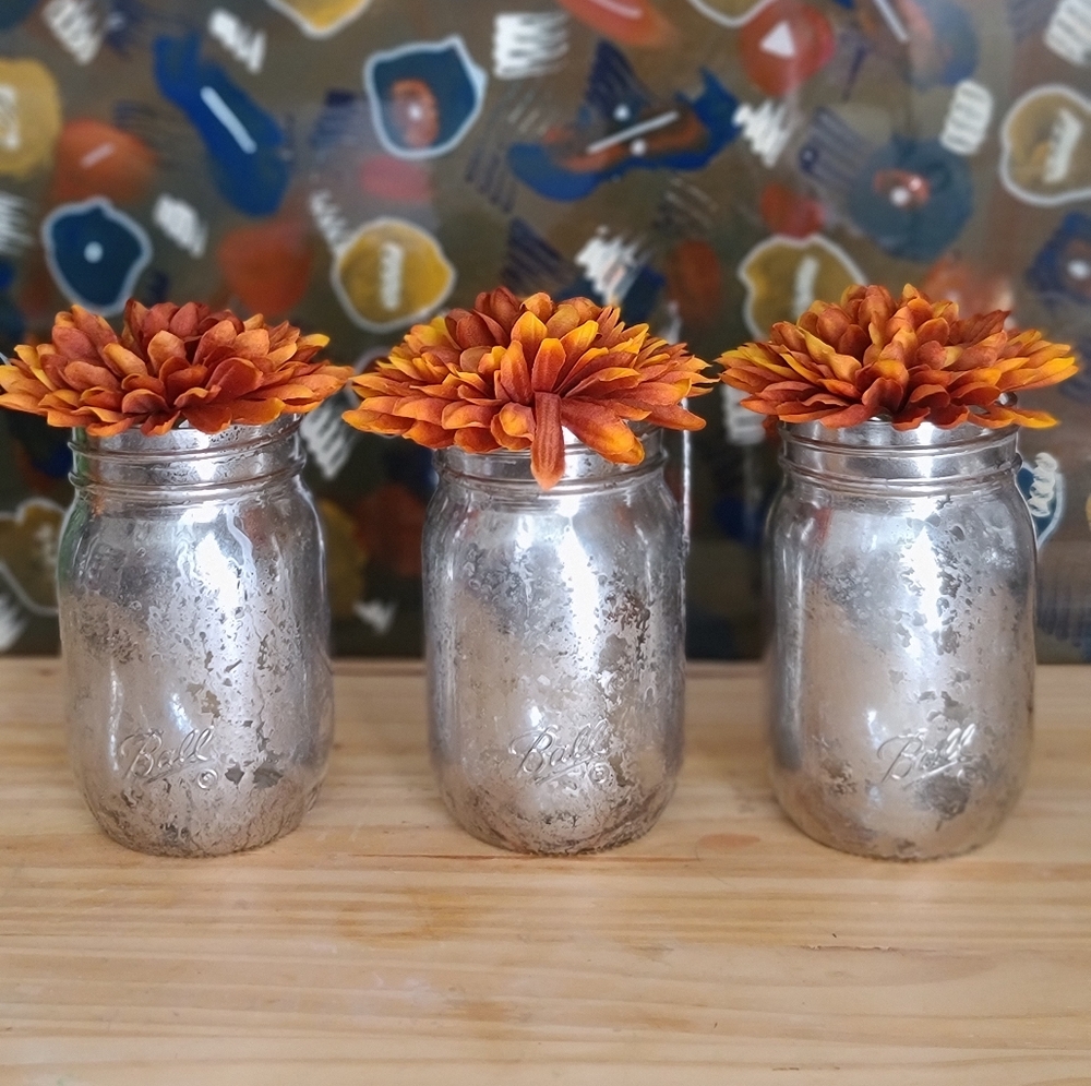 Silver Mason Jar Vases